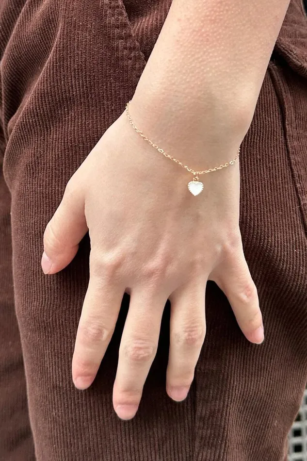 Brandy Melville Jewelry White Heart Bracelet Gold 8211 Women