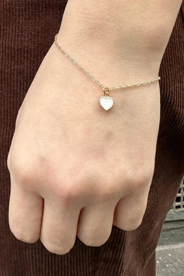 Brandy Melville Jewelry White Heart Bracelet Gold 8211 Women