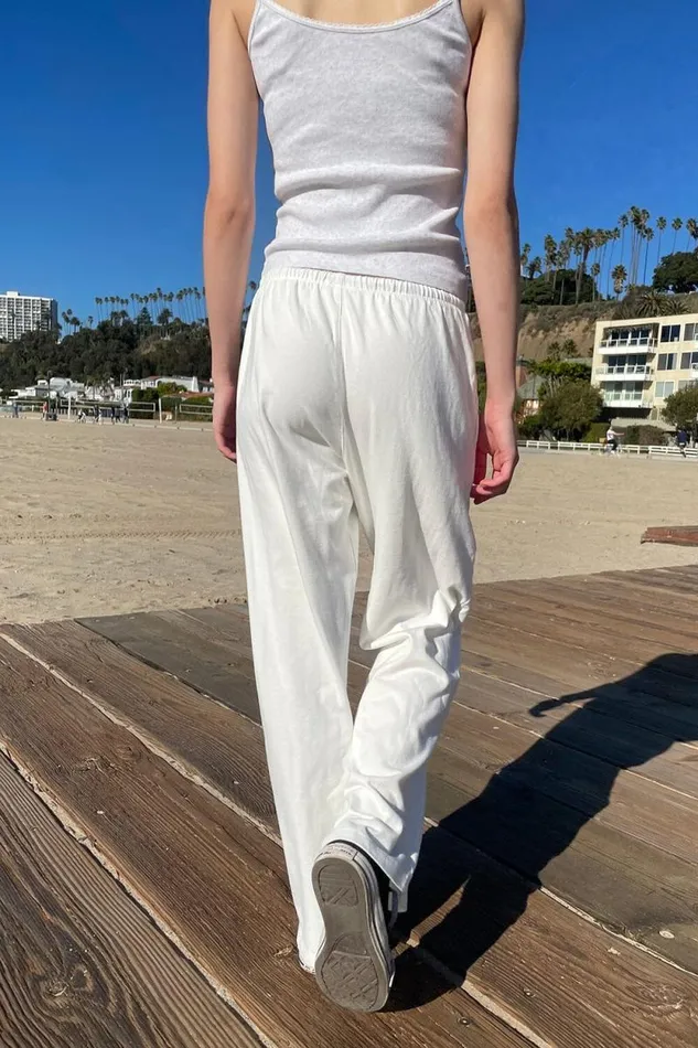 Brandy Melville Sweatpants and Sweatshirts Autumn Tie Sweatpants Natural White 8211 Women