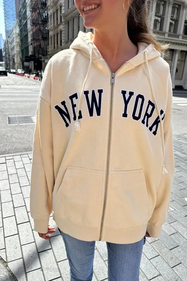 Brandy Melville Sweatpants and Sweatshirts Christy New York Hoodie Ivory 8211 Women Brandy Melville Sweatpants and Sweatshirts Christy New York Hoodie Ivory 8211 Women