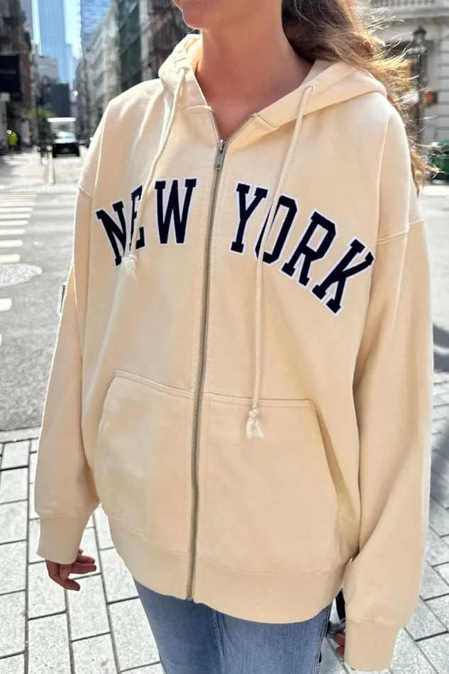 Brandy Melville Sweatpants and Sweatshirts Christy New York Hoodie Ivory 8211 Women