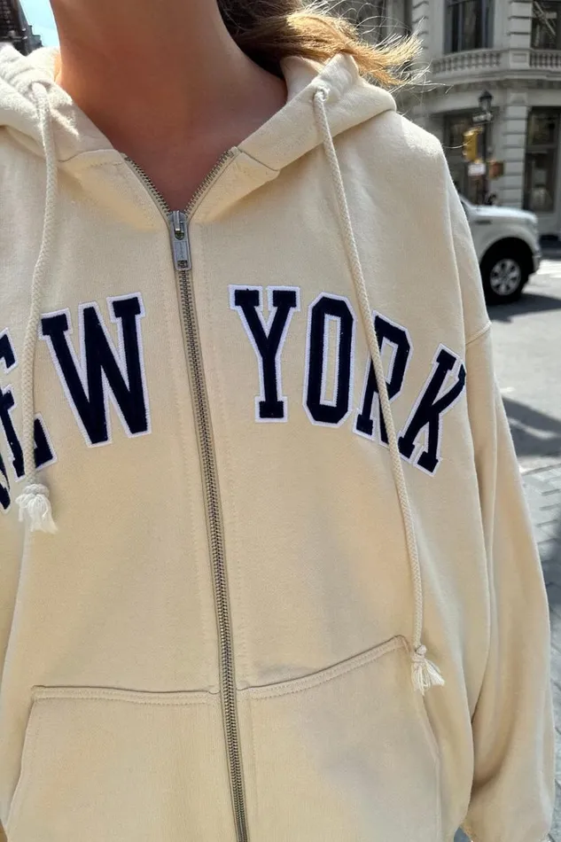 Brandy Melville Sweatpants and Sweatshirts Christy New York Hoodie Ivory 8211 Women