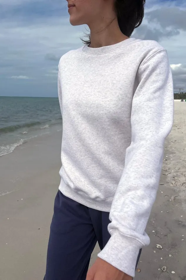 Brandy Melville Sweatpants and Sweatshirts Erica Basic Crewneck Heather White 8211 Women