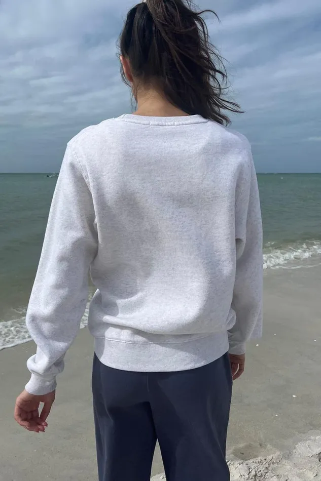 Brandy Melville Sweatpants and Sweatshirts Erica Basic Crewneck Heather White 8211 Women