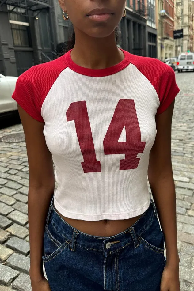 Brandy Melville Tops Bella 14 Top White Red 8211 Women