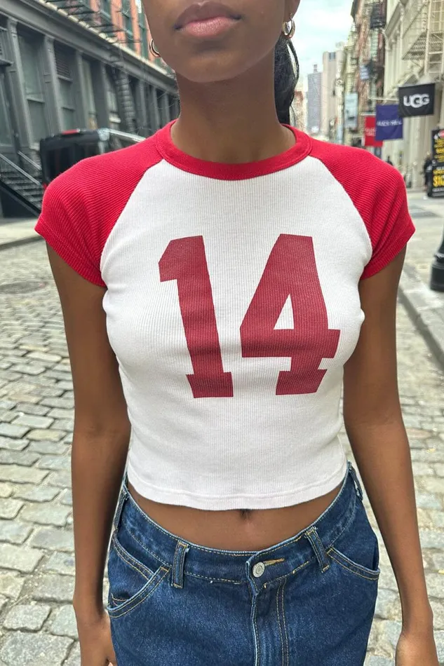 Brandy Melville Tops Bella 14 Top White Red 8211 Women