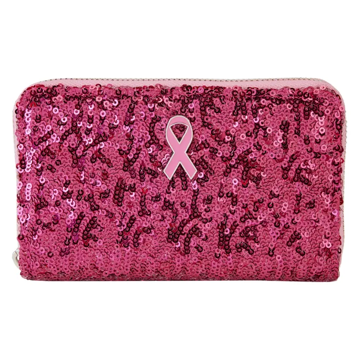 Breast Cancer Research Foundation Exclusive Pink Ribbon Sequin Zip Around Wallet Unisex Loungefly Bags and Wallets Breast Cancer Research Foundation Exclusive Pink Ribbon Sequin Zip Around Wallet Unisex Loungefly Bags and Wallets