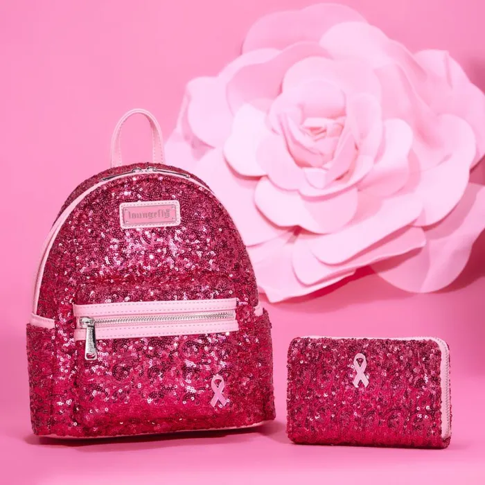 Breast Cancer Research Foundation Exclusive Pink Ribbon Sequin Zip Around Wallet Unisex Loungefly Bags and Wallets Breast Cancer Research Foundation Exclusive Pink Ribbon Sequin Zip Around Wallet Unisex Loungefly Bags and Wallets