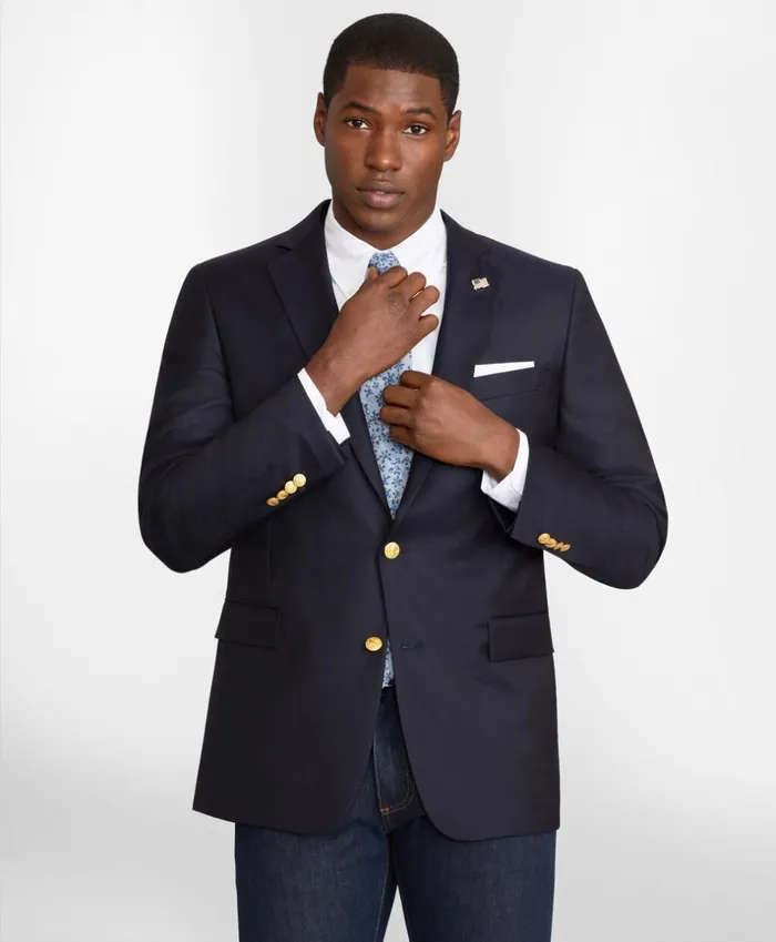 Brooks Brothers Blazers Regent Fit TwoButton Blazer Dark Navy 8211 Men