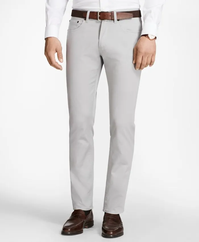 Brooks Brothers Casual Pants FivePocket Selvedge Twill Pants Light Grey 8211 Men