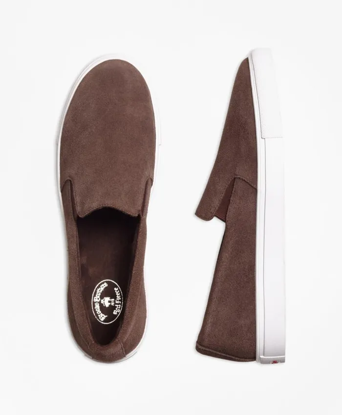 Brooks Brothers Dress and Casual Shoes Suede SlipOn Sneakers Brown 8211 Men