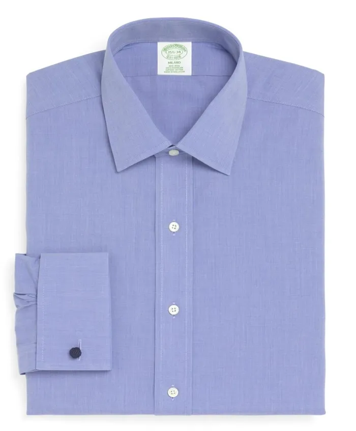 Brooks Brothers Dress Shirts Milano SlimFit Dress Shirt NonIron Spread Collar French Cuff Blue 8211 Men Brooks Brothers Dress Shirts Milano SlimFit Dress Shirt NonIron Spread Collar French Cuff Blue 8211 Men
