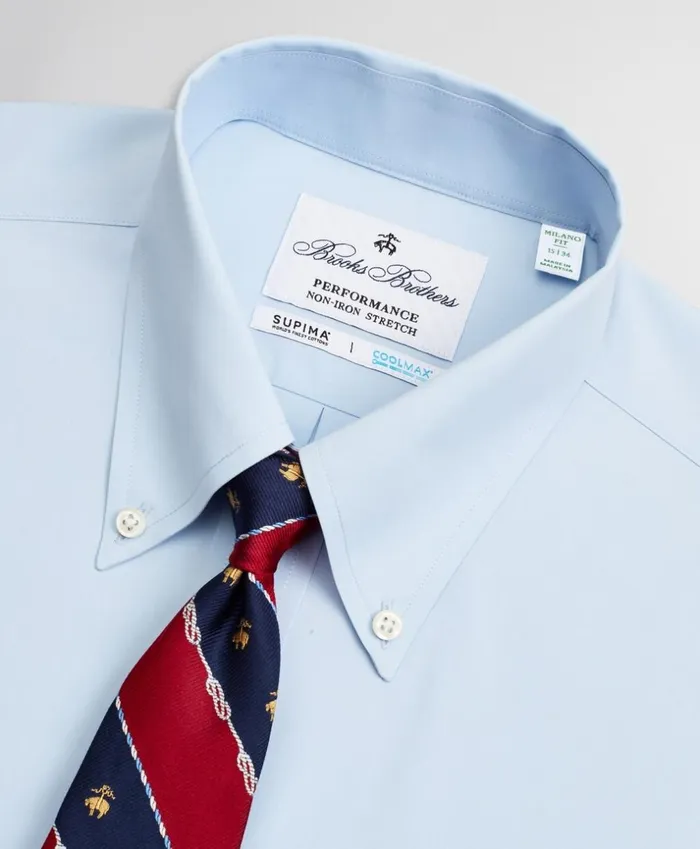 Brooks Brothers Dress Shirts Milano Slim Fit Dress Shirt Performance NonIron With COOLMAX ButtonDown Collar Twill Light Blue 8211 Men Brooks Brothers Dress Shirts Milano Slim Fit Dress Shirt Performance NonIron With COOLMAX ButtonDown Collar Twill Light Blue 8211 Men