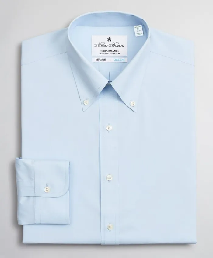 Brooks Brothers Dress Shirts Milano Slim Fit Dress Shirt Performance NonIron With COOLMAX ButtonDown Collar Twill Light Blue 8211 Men Brooks Brothers Dress Shirts Milano Slim Fit Dress Shirt Performance NonIron With COOLMAX ButtonDown Collar Twill Light Blue 8211 Men