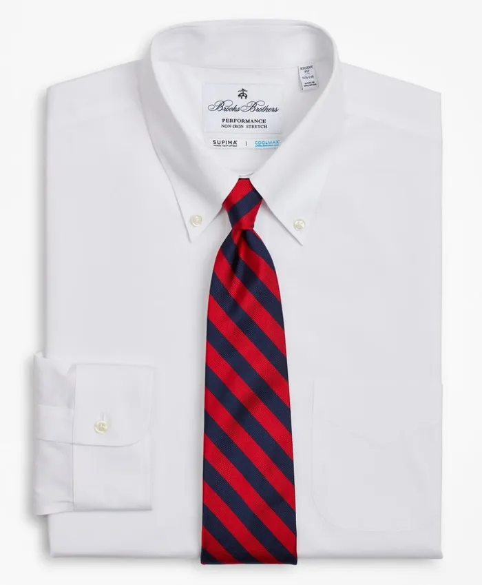 Brooks Brothers Dress Shirts Regent Fitted Dress Shirt Performance NonIron With COOLMAX ButtonDown Collar Twill White 8211 Men Brooks Brothers Dress Shirts Regent Fitted Dress Shirt Performance NonIron With COOLMAX ButtonDown Collar Twill White 8211 Men
