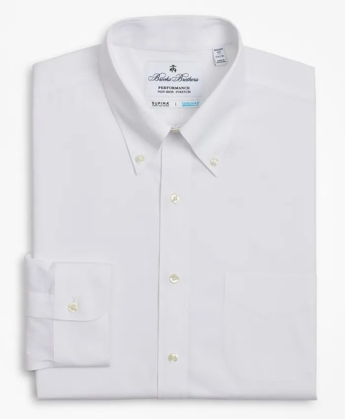Brooks Brothers Dress Shirts Regent Fitted Dress Shirt Performance NonIron With COOLMAX ButtonDown Collar Twill White 8211 Men Brooks Brothers Dress Shirts Regent Fitted Dress Shirt Performance NonIron With COOLMAX ButtonDown Collar Twill White 8211 Men
