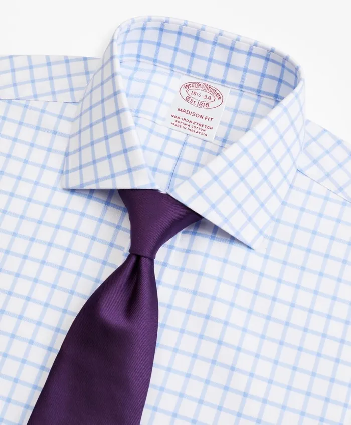 Brooks Brothers Dress Shirts Stretch Madison ClassicFit Dress Shirt NonIron Twill English Collar Grid Check Light Blue 8211 Men Brooks Brothers Dress Shirts Stretch Madison ClassicFit Dress Shirt NonIron Twill English Collar Grid Check Light Blue 8211 Men