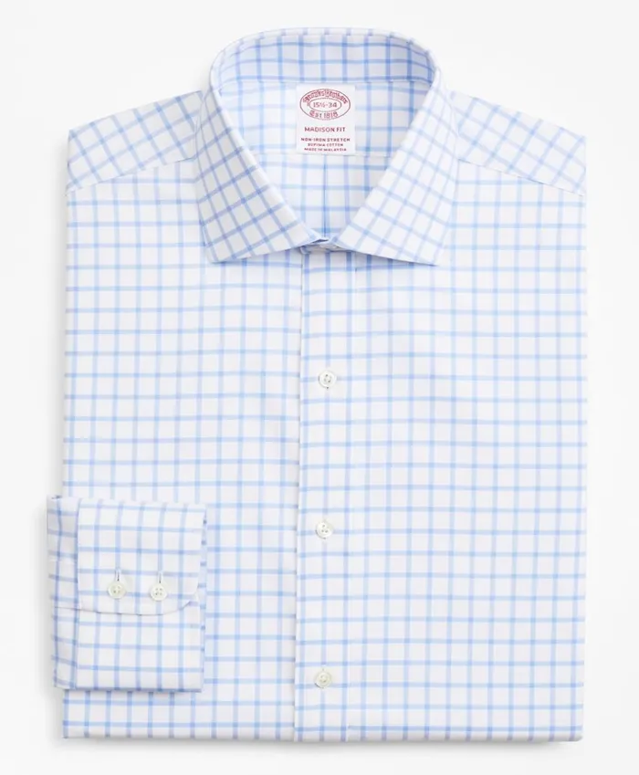 Brooks Brothers Dress Shirts Stretch Madison ClassicFit Dress Shirt NonIron Twill English Collar Grid Check Light Blue 8211 Men Brooks Brothers Dress Shirts Stretch Madison ClassicFit Dress Shirt NonIron Twill English Collar Grid Check Light Blue 8211 Men