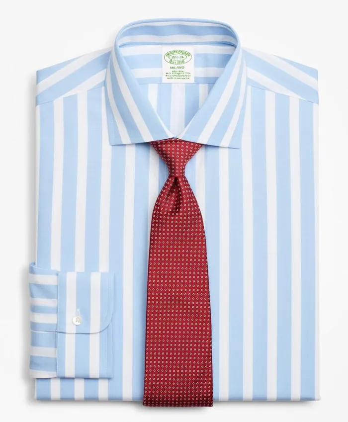 Brooks Brothers Dress Shirts Stretch Milano SlimFit Dress Shirt NonIron Bold Stripe Blue 8211 Men Brooks Brothers Dress Shirts Stretch Milano SlimFit Dress Shirt NonIron Bold Stripe Blue 8211 Men