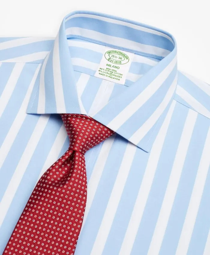 Brooks Brothers Dress Shirts Stretch Milano SlimFit Dress Shirt NonIron Bold Stripe Blue 8211 Men Brooks Brothers Dress Shirts Stretch Milano SlimFit Dress Shirt NonIron Bold Stripe Blue 8211 Men