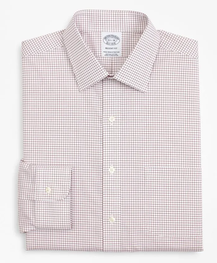 Brooks Brothers Dress Shirts Stretch Regent Fitted Dress Shirt NonIron Poplin Ainsley Collar Small Grid Check Red 8211 Men Brooks Brothers Dress Shirts Stretch Regent Fitted Dress Shirt NonIron Poplin Ainsley Collar Small Grid Check Red 8211 Men