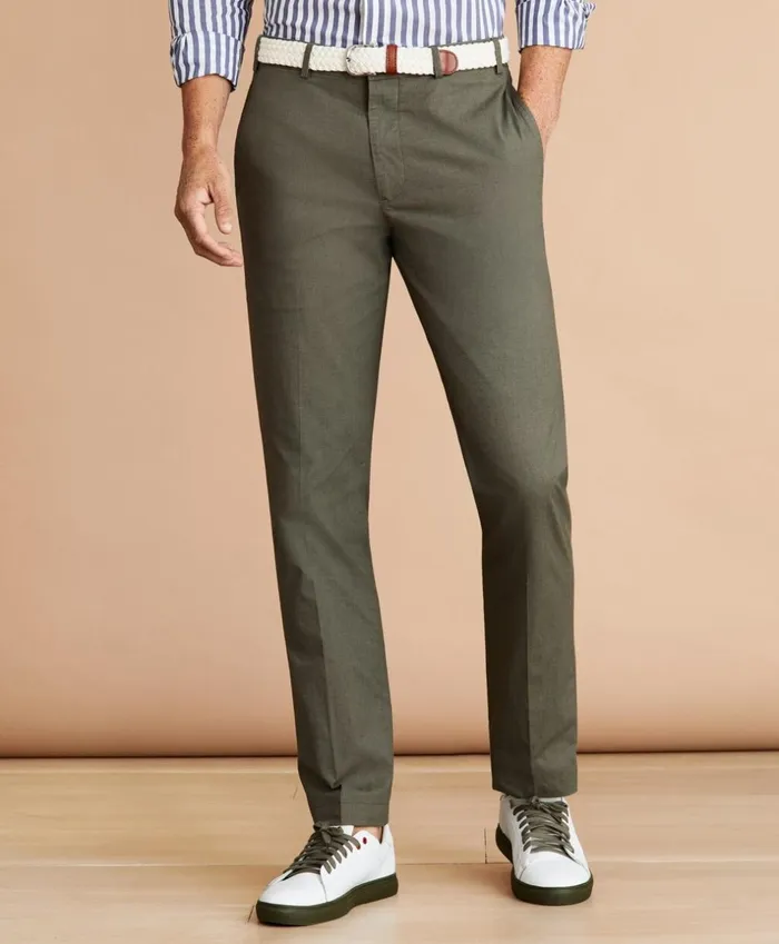 Brooks Brothers Dress Trousers Cotton PlainFront Trousers Green 8211 Men