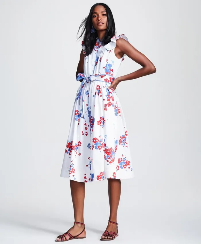 Brooks Brothers Dresses FloralPrint Supima Cotton Sateen FlutterSleeve Shirt Dress White 8211 Women Brooks Brothers Dresses FloralPrint Supima Cotton Sateen FlutterSleeve Shirt Dress White 8211 Women