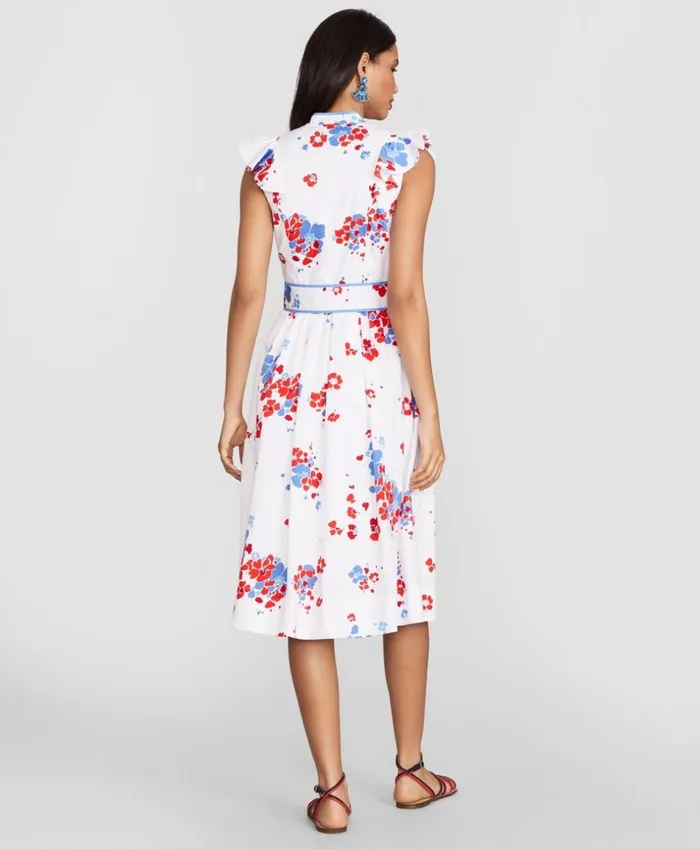 Brooks Brothers Dresses FloralPrint Supima Cotton Sateen FlutterSleeve Shirt Dress White 8211 Women Brooks Brothers Dresses FloralPrint Supima Cotton Sateen FlutterSleeve Shirt Dress White 8211 Women