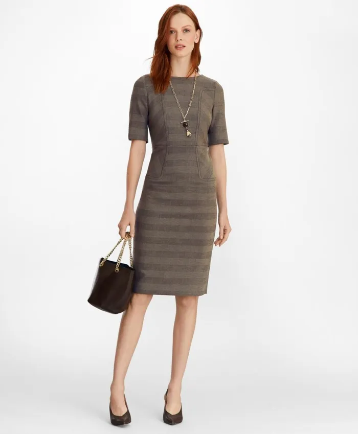 Brooks Brothers Dresses Glen Plaid Sheath Dress Brownblack 8211 Women Brooks Brothers Dresses Glen Plaid Sheath Dress Brownblack 8211 Women