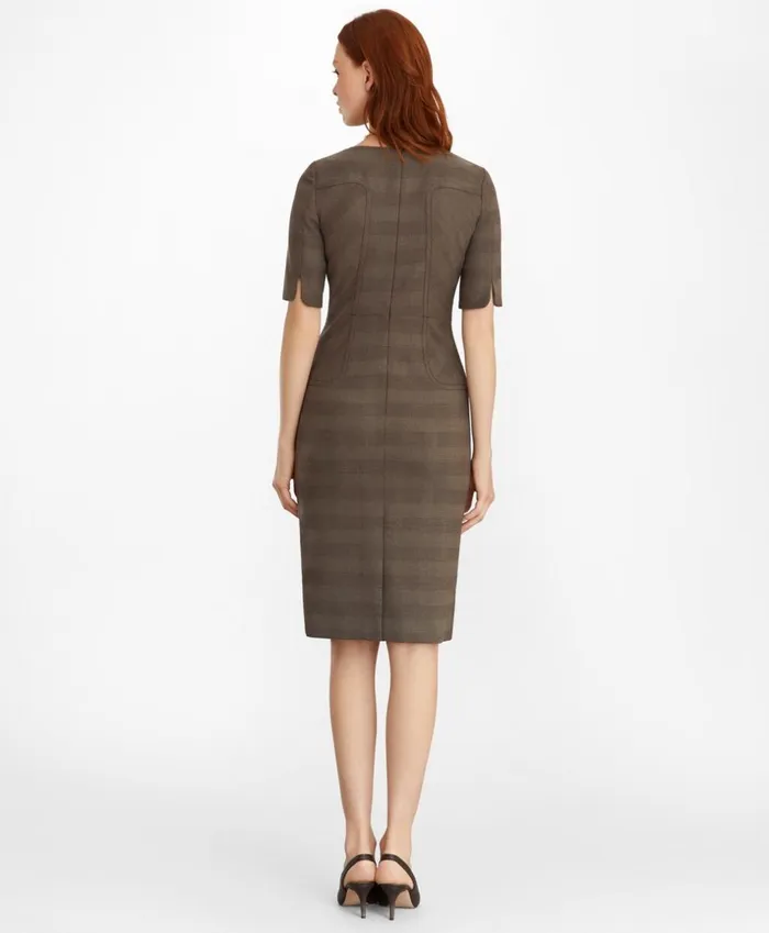 Brooks Brothers Dresses Glen Plaid Sheath Dress Brownblack 8211 Women Brooks Brothers Dresses Glen Plaid Sheath Dress Brownblack 8211 Women