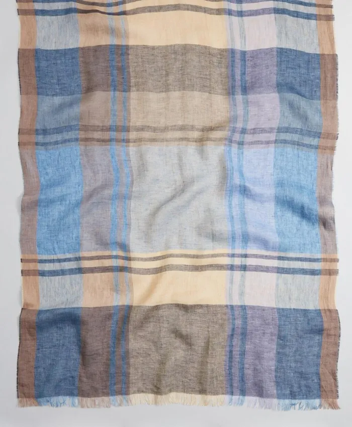 Brooks Brothers Hats Gloves and Scarves Plaid Linen Scarf Blue 8211 Men Brooks Brothers Hats Gloves and Scarves Plaid Linen Scarf Blue 8211 Men