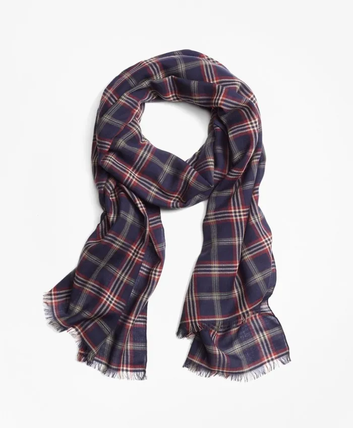 Brooks Brothers Hats Gloves and Scarves Tartan Scarf Navy 8211 Men