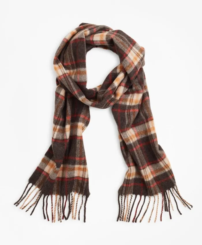 Brooks Brothers Hats Gloves and Scarves Wool Tartan Scarf Brown 8211 Men
