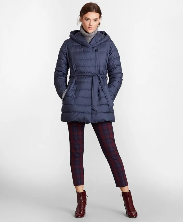 Brooks Brothers Outerwear WaterRepellent DownFilled Wrap Coat Slate Blue 8211 Women Brooks Brothers Outerwear WaterRepellent DownFilled Wrap Coat Slate Blue 8211 Women
