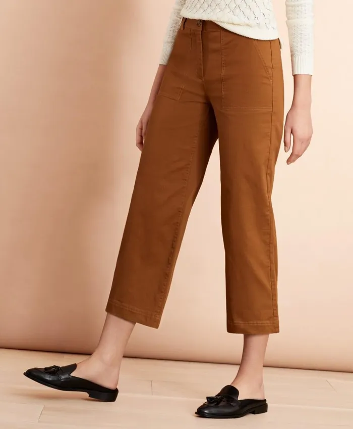 Brooks Brothers Pants Skirts and Shorts Stretch Cotton Twill Cropped WideLeg Pants Brown 8211 Women Brooks Brothers Pants Skirts and Shorts Stretch Cotton Twill Cropped WideLeg Pants Brown 8211 Women