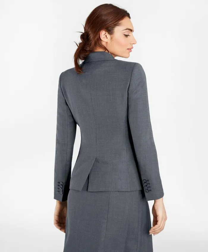 Brooks Brothers Petites Petite Bird039sEye StretchWool OneButton Jacket Greynavy 8211 Women Brooks Brothers Petites Petite Bird039sEye StretchWool OneButton Jacket Greynavy 8211 Women