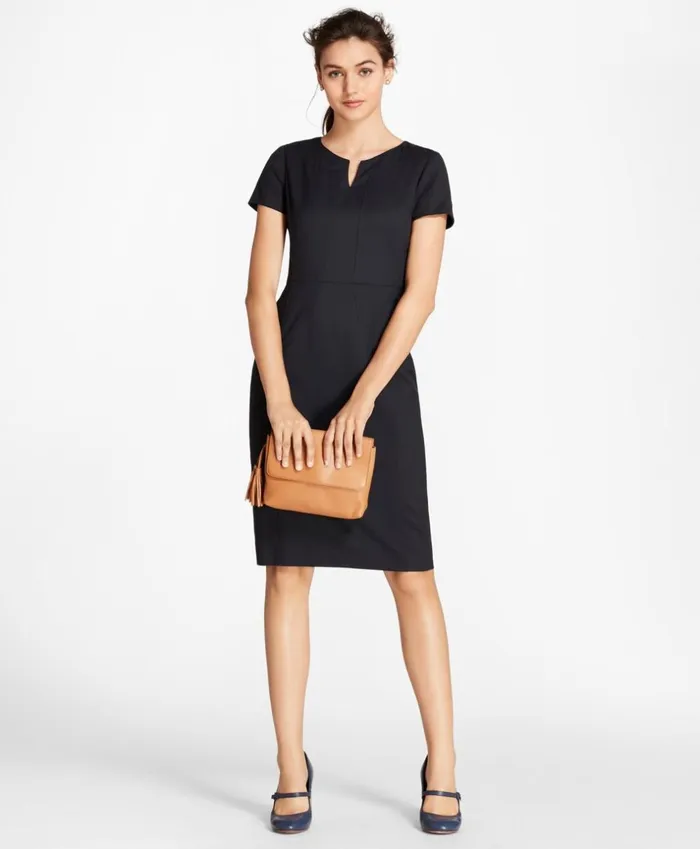 Brooks Brothers Petites Petite Wool Sheath Dress Navy 8211 Women