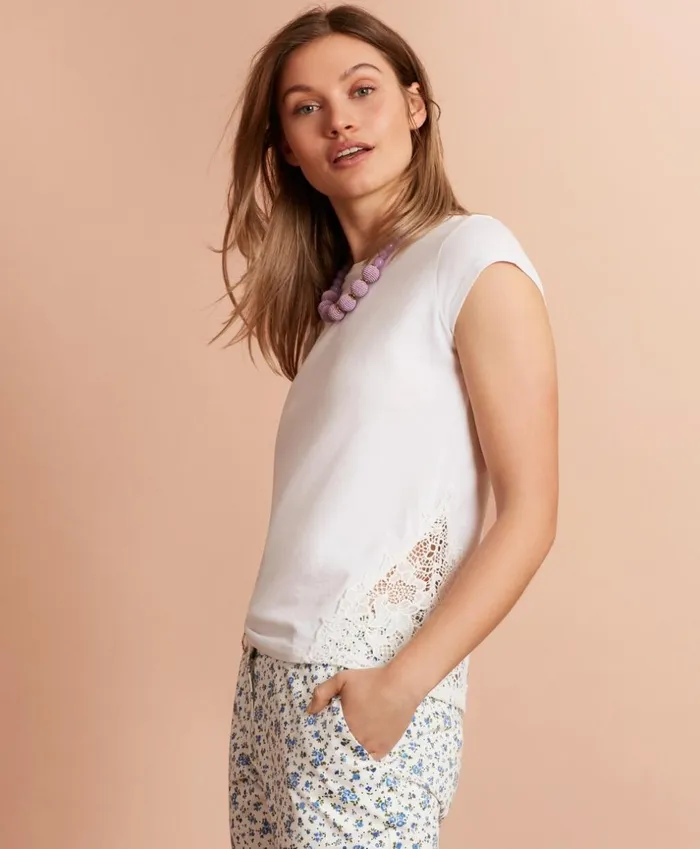 Brooks Brothers Shirts and Tops Floral LaceTrimmed TShirt White 8211 Women Brooks Brothers Shirts and Tops Floral LaceTrimmed TShirt White 8211 Women