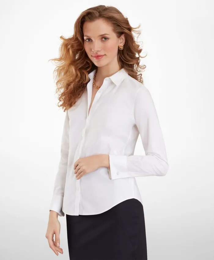 Brooks Brothers Shirts and Tops NonIron Stretch Supima Cotton Fitted French Cuff Dress Shirt White 8211 Women Brooks Brothers Shirts and Tops NonIron Stretch Supima Cotton Fitted French Cuff Dress Shirt White 8211 Women