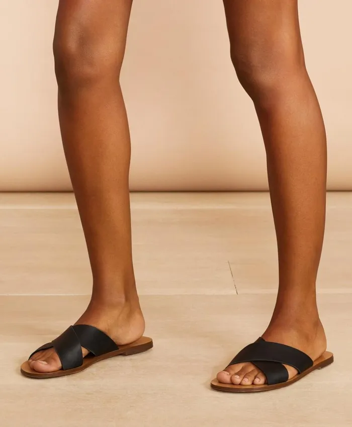 Brooks Brothers Shoes and Belts Leather Slide Sandals Black 8211 Women Brooks Brothers Shoes and Belts Leather Slide Sandals Black 8211 Women