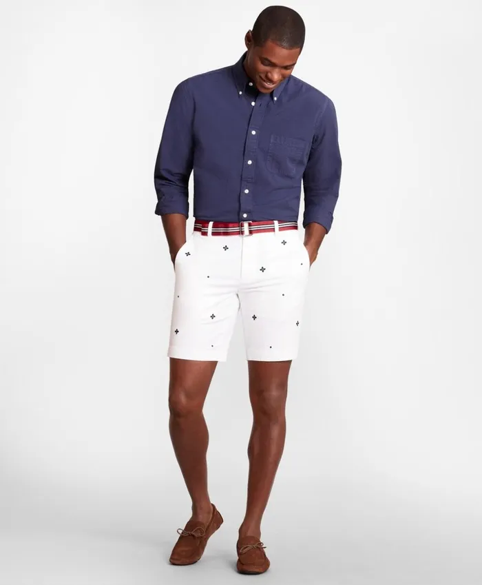 Brooks Brothers Shorts and Swimwear Foulard Embroidered Shorts White 8211 Men Brooks Brothers Shorts and Swimwear Foulard Embroidered Shorts White 8211 Men