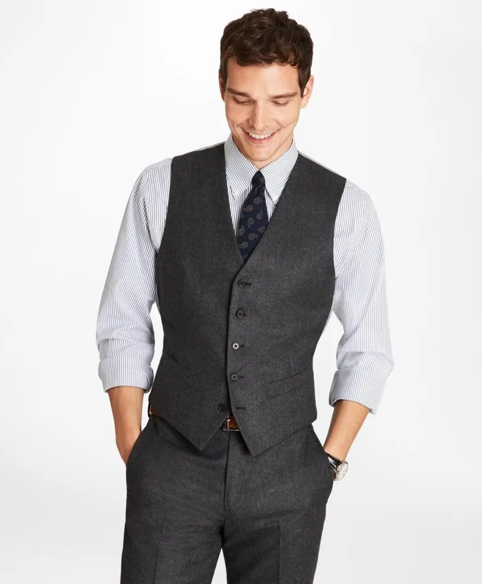 Brooks Brothers Sport Coats and Vests Wool Flannel Vest Charcoal 8211 Men