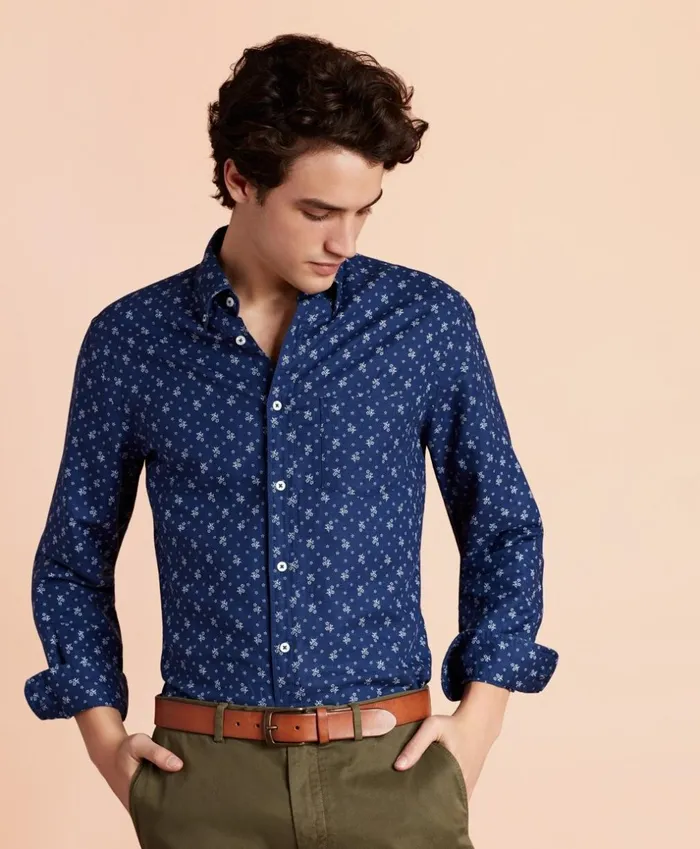 Brooks Brothers Sport Shirts Floral LinenBlend Sport Shirt Navy 8211 Men Brooks Brothers Sport Shirts Floral LinenBlend Sport Shirt Navy 8211 Men