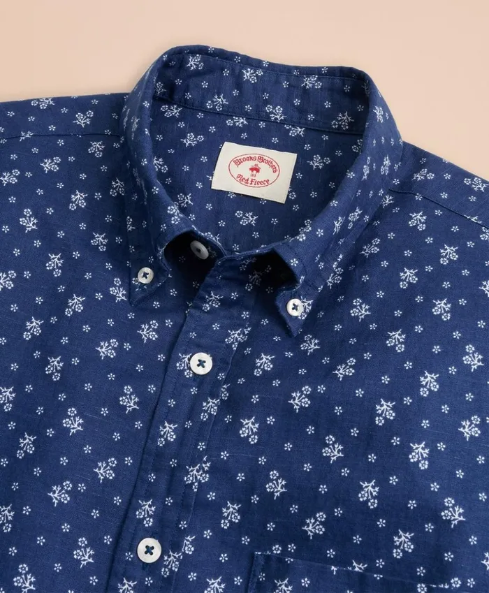 Brooks Brothers Sport Shirts Floral LinenBlend Sport Shirt Navy 8211 Men Brooks Brothers Sport Shirts Floral LinenBlend Sport Shirt Navy 8211 Men