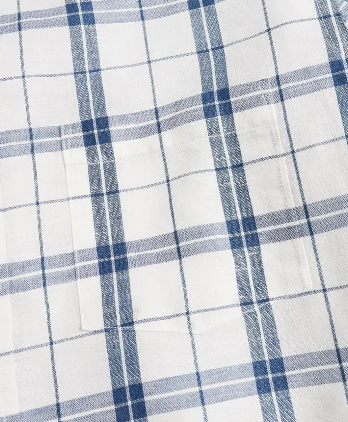 Brooks Brothers Sport Shirts Plaid LinenBlend Sport Shirt Whiteblue 8211 Men Brooks Brothers Sport Shirts Plaid LinenBlend Sport Shirt Whiteblue 8211 Men
