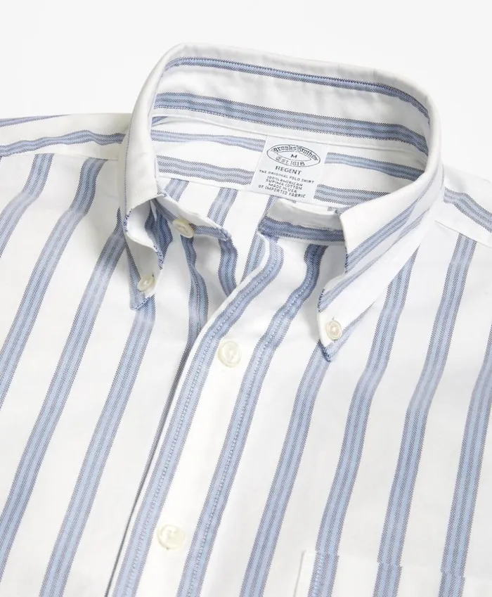 Brooks Brothers Sport Shirts Regent Fit Oxford BB1 Stripe Sport Shirt Whiteblue 8211 Men