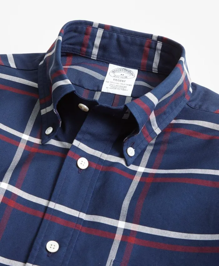 Brooks Brothers Sport Shirts Regent Fit Oxford Check Sport Shirt Navy 8211 Men