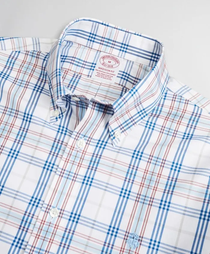 Brooks Brothers Sport Shirts Stretch Madison ClassicFit Sport Shirt NonIron MultiPlaid Whitemulti 8211 Men