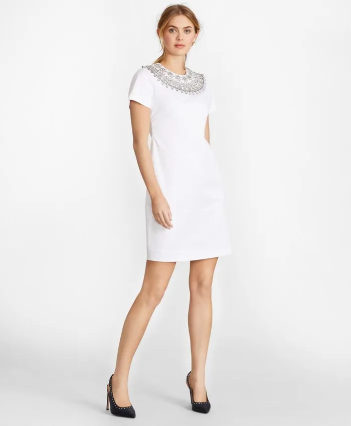Brooks Brothers Suit Separates Beaded Cotton Sateen Sheath Dress White 8211 Women Brooks Brothers Suit Separates Beaded Cotton Sateen Sheath Dress White 8211 Women