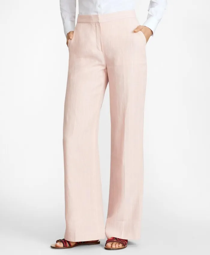 Brooks Brothers Suit Separates Pinstriped Linen Pants Peach 8211 Women